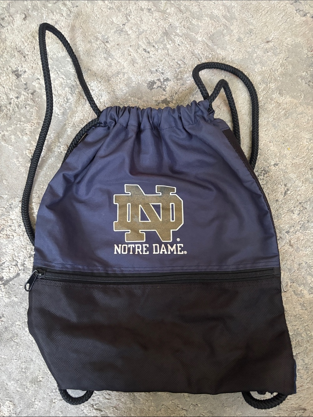 Navy and Black Drawstring Backpack